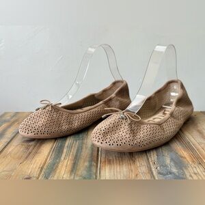 Sam Edelman Felicia 2 Brown Laser Cut Suede Ballet Flats Women’s Size 10